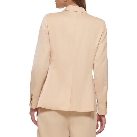 DKNY One-Button Flap Pocket Petite Blazer, Beige NWT 14P