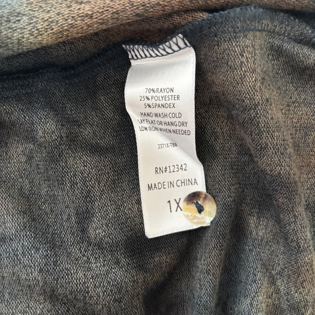 COIN 1804 Plus Size 1X Tie Dye Cozy & Soft 3/4 Sleeve Knit Top / Tunic NWT