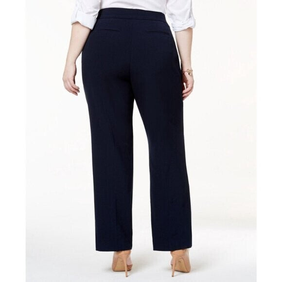 JM Collection Women's Plus & Petite Navy Curvy-Fit Straight-Leg Pants NWT