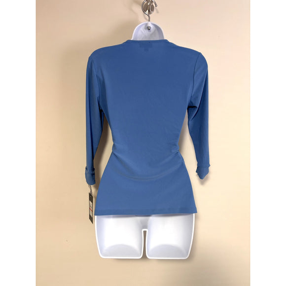 Jones New York Women's Petite Light Blue D-Ring 3/4-Sleeve Top NWT
