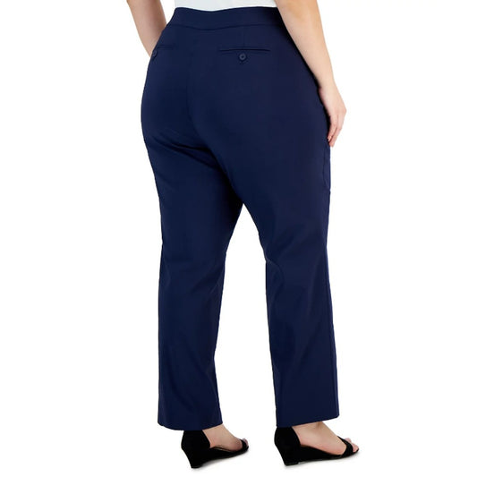 JM Collection Plus Size 18WP Curvy Fit Straight Leg Navy Blue Dress Pants NWT