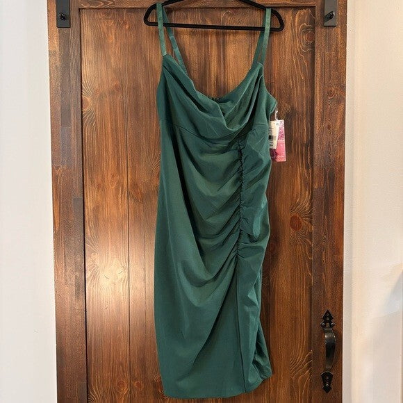 EMERALD SUNDAE Plus Size 18W Draped Dark Green Midi Dress NWT