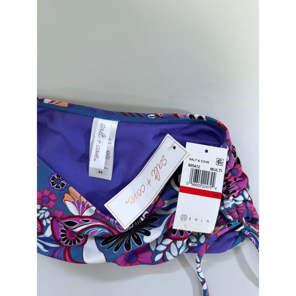 Salt + Cove Women's XS Multicolor Floral-Print High Waist Bikini Bottoms NWT
