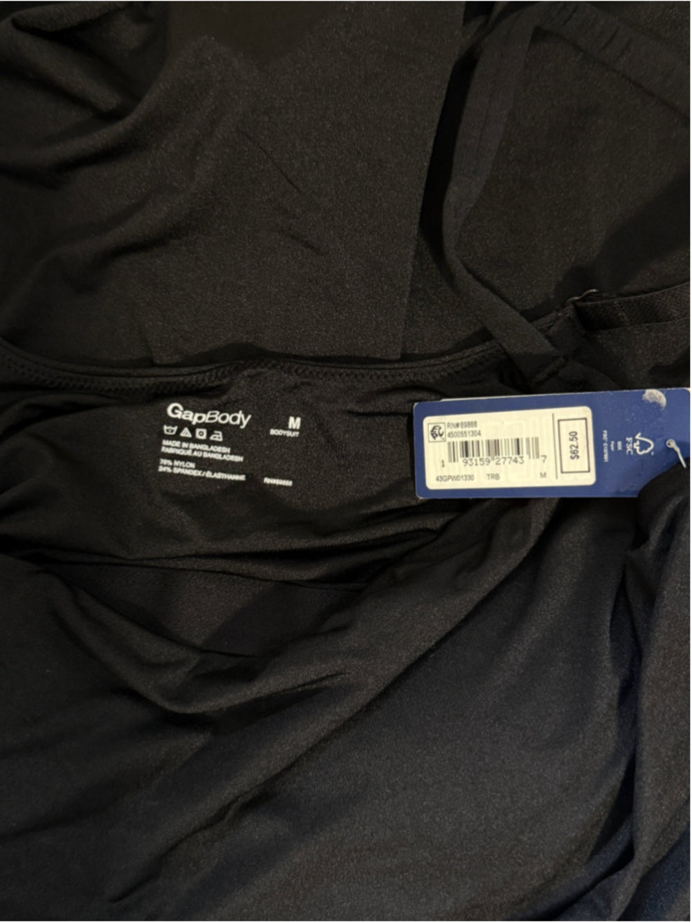 Gap GapBody Size Medium Black Super Stretch Shorty Bodysuit NWT