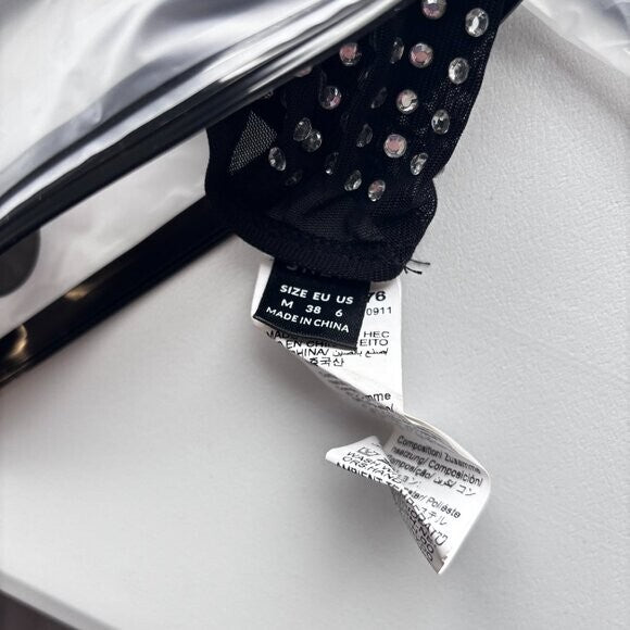 SHEIN Women's Black & Silver Studded Glam & Edgy Long Sleeve Add-On Top NIB