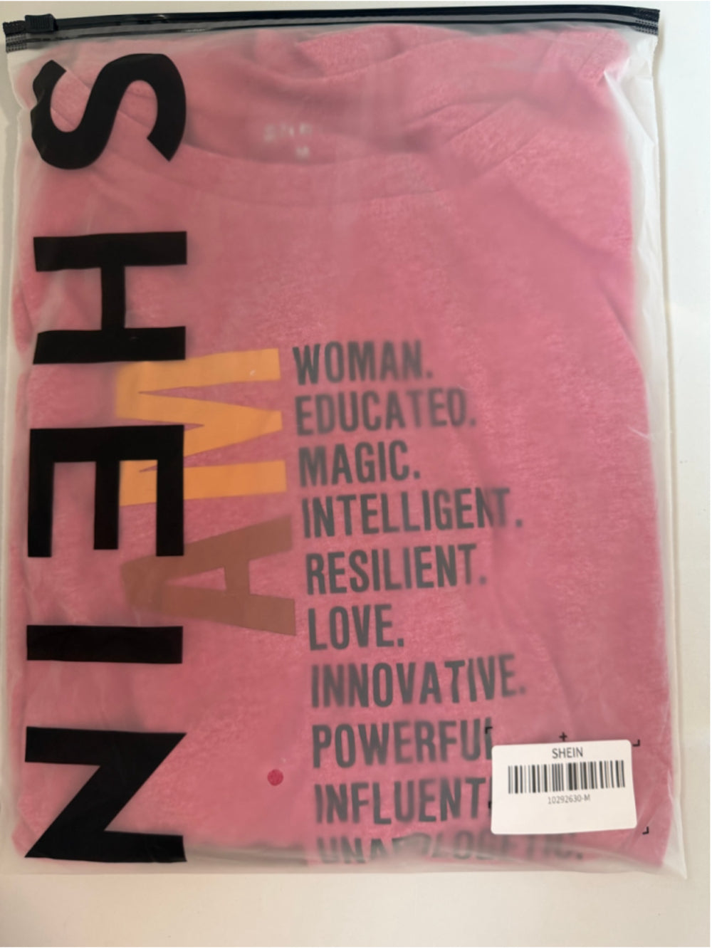 Shein Women's Size Medium Red Heather Empowering Saying Short Sleeve T-Shirt NWT