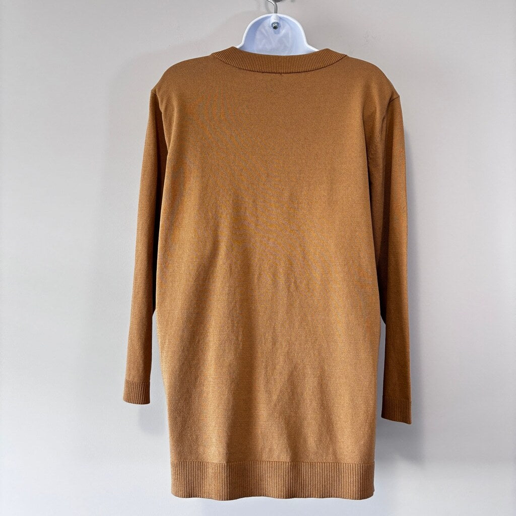 INC International Concepts Women's Large Petite Brown Lace-Up Tunic Sweater NWT