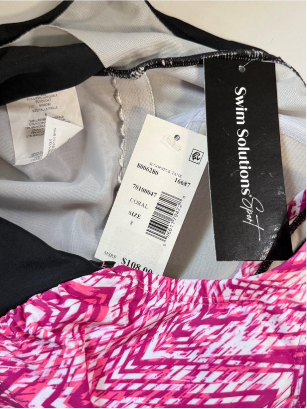 Swim Solutions Women's 8 Sport Coral Pink Ombre One Piece Swimsuit NWT