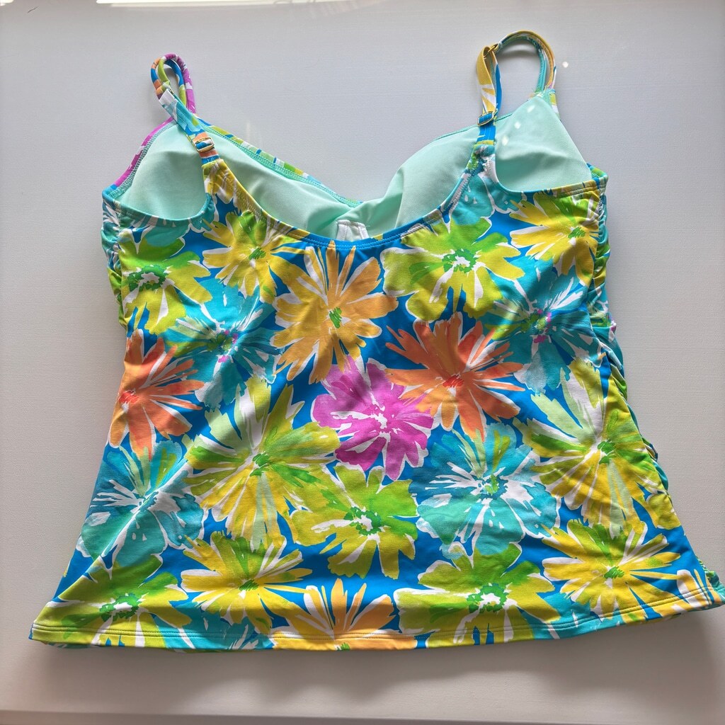 Bleu by Rod Beattie Women's Plus Size Multicolor Scoop-Neck Tankini Top NWT