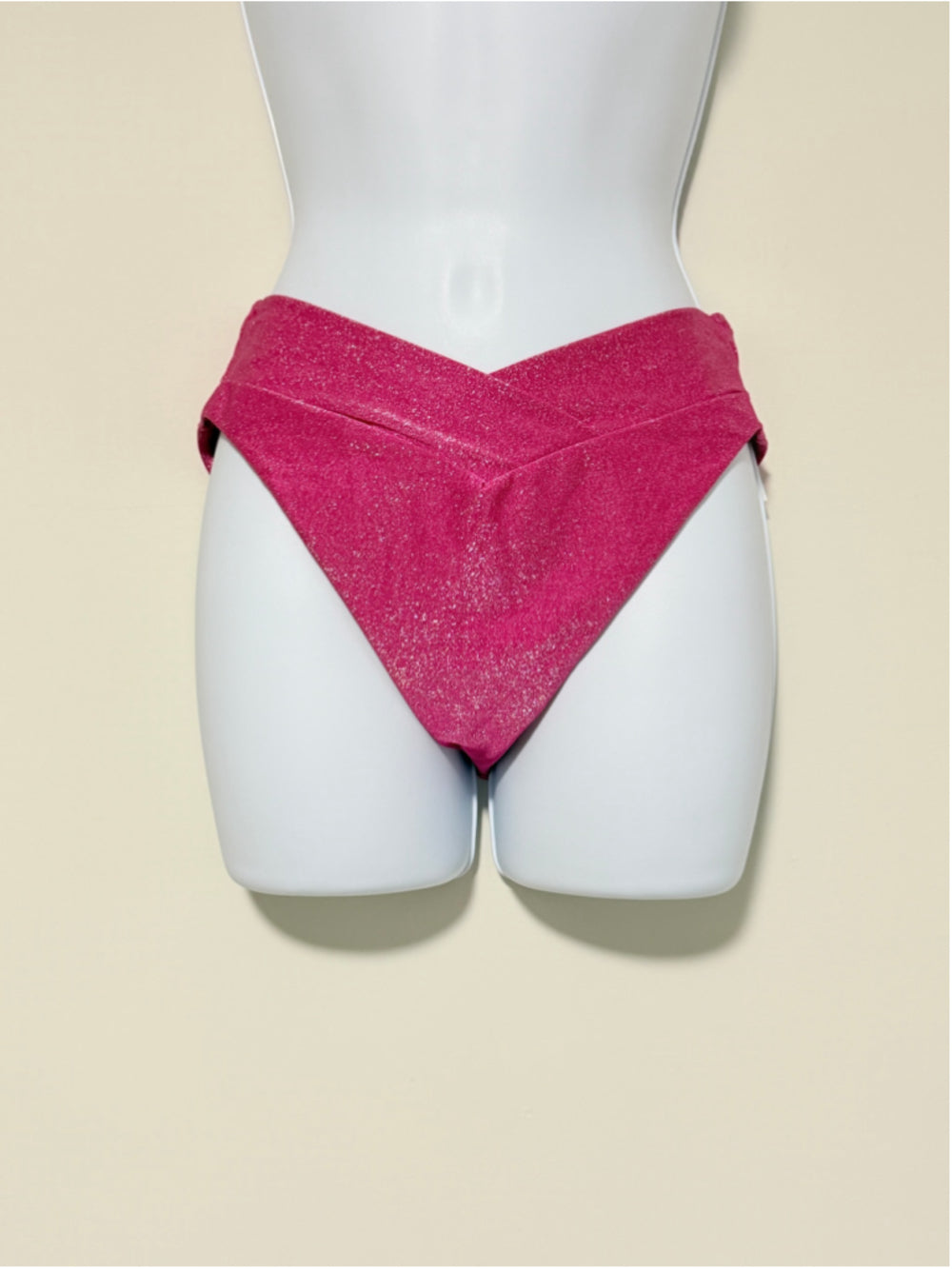 Bar III Size Small Pink Shimmer Pink High-Leg Bikini Bottoms NWT