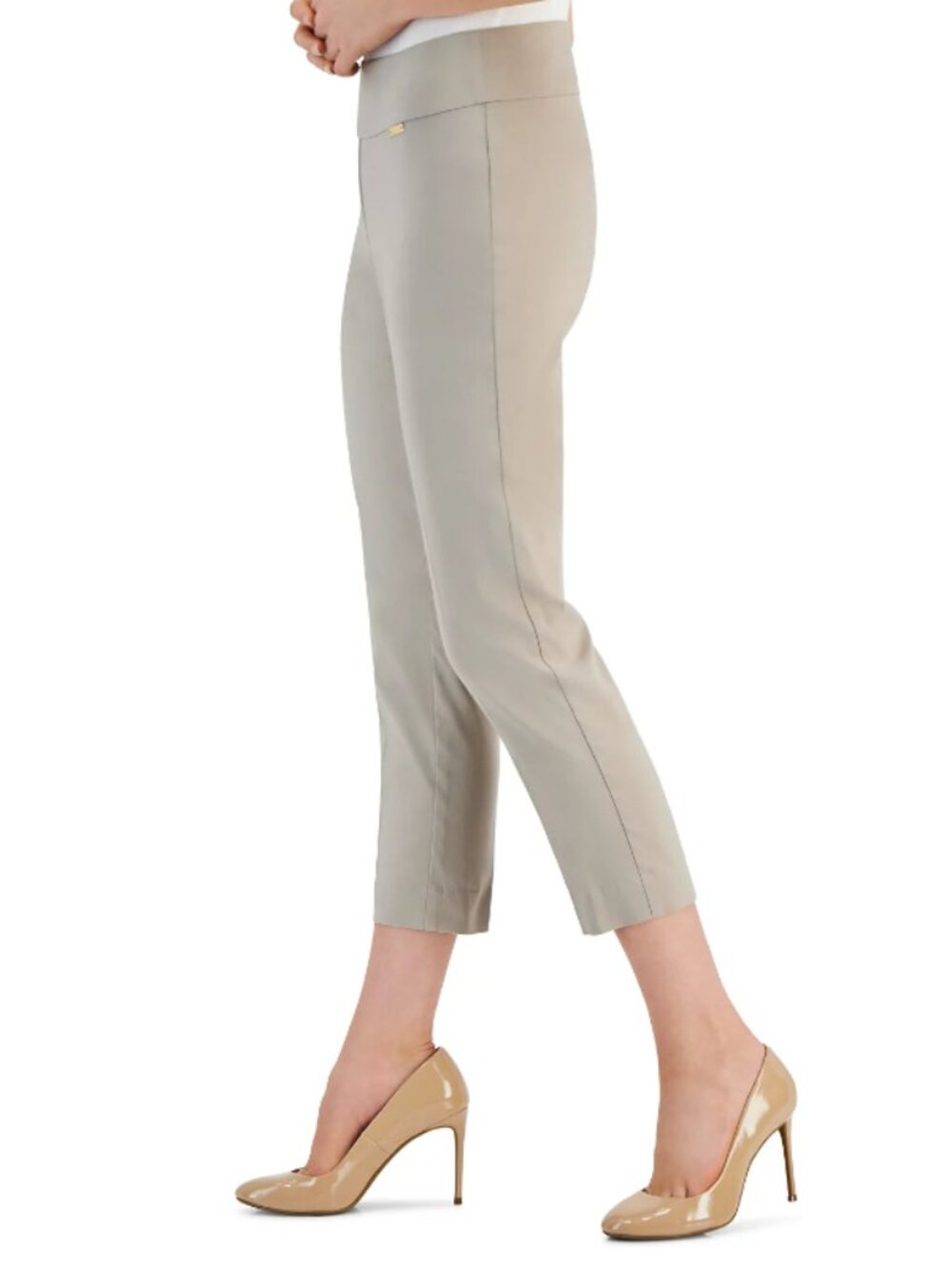INC International Concepts Size 10 Beige Tummy-Control Pull-On Capri Pants NWT
