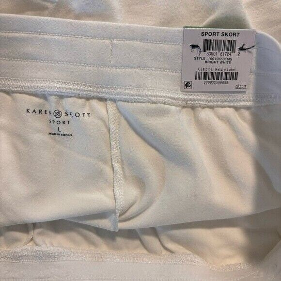Karen Scott Knit White Draw-String Elastic Waist Skort NWT