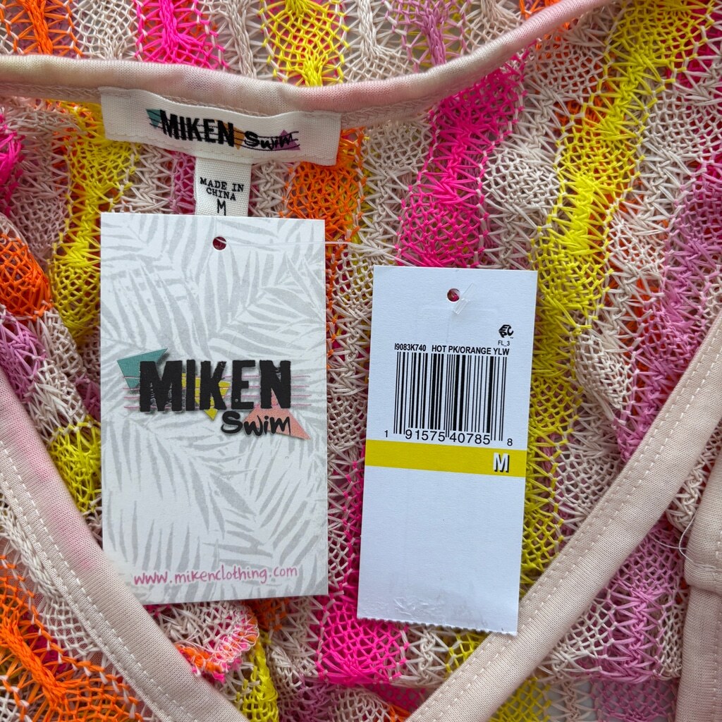 Miken Women's Multicolor Open Knit Sleeveless Swimsuit Cover Up Dress NWT