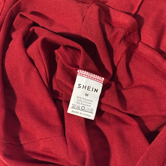 SHEIN Women's Size Red Mock Neck Stretchy & Soft Long Sleeve Top NWT