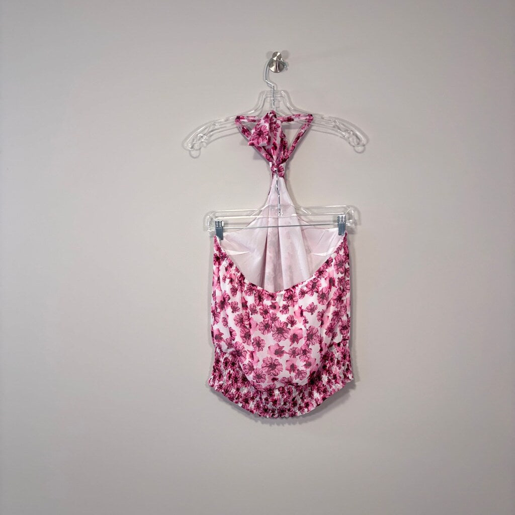 INC International Concepts Women's Large Pink & White Halter Top NWT