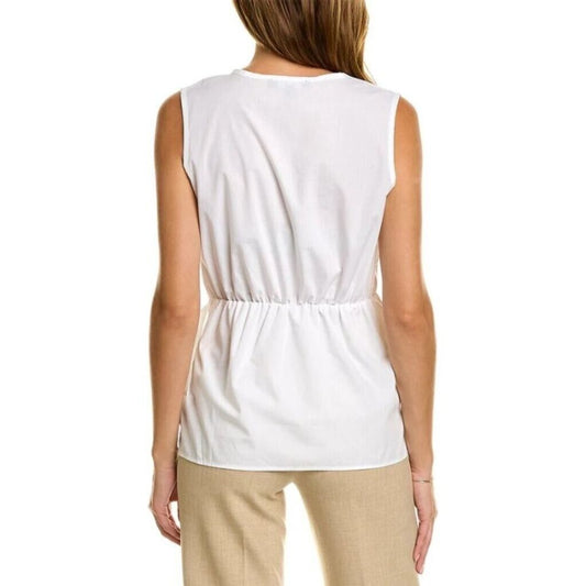 ELLEN TRACY Faux Wrap White V-Neck Top NWT