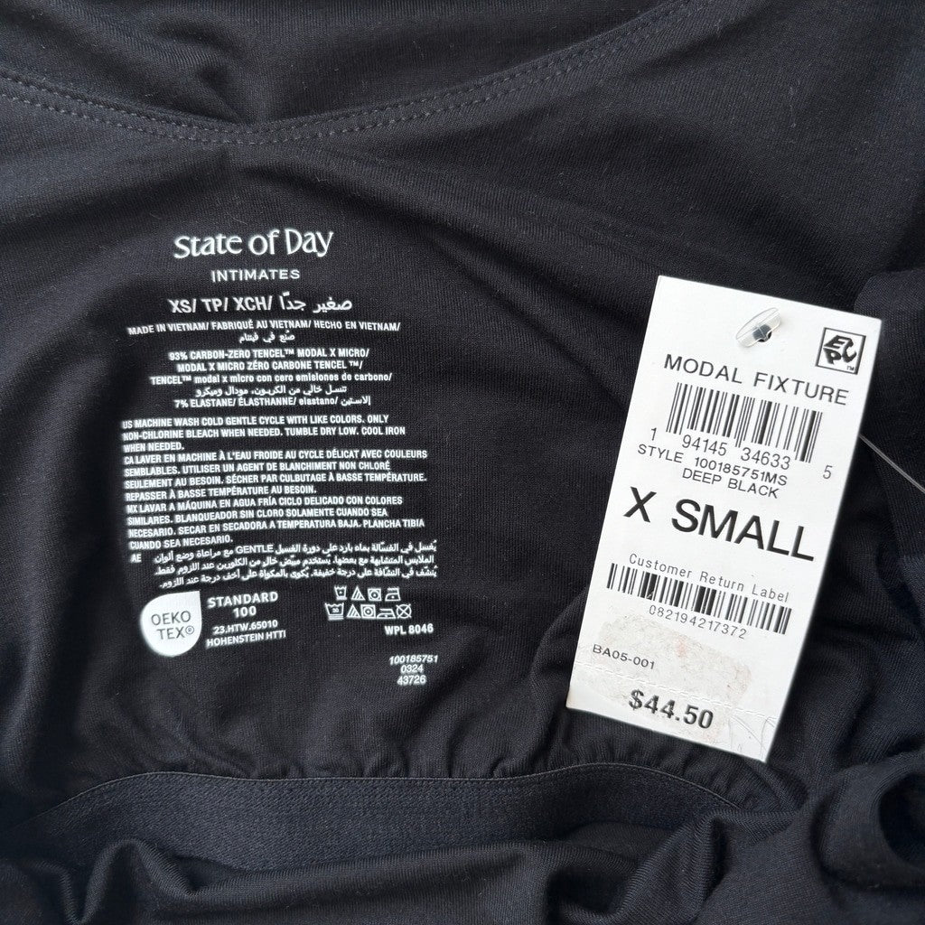 State of Day Women's XS Black Fluid Knit Solid Tank Chemise / Pajamas NWT