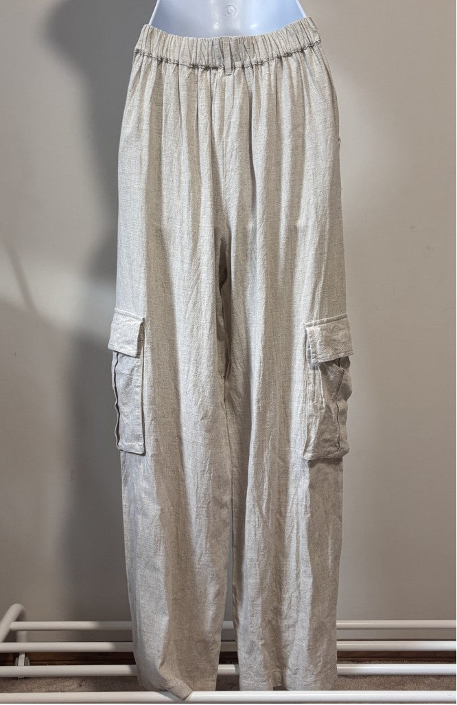 And Now This Women's Extra Small High Rise Linen Blend Brown Cargo Pants NWT