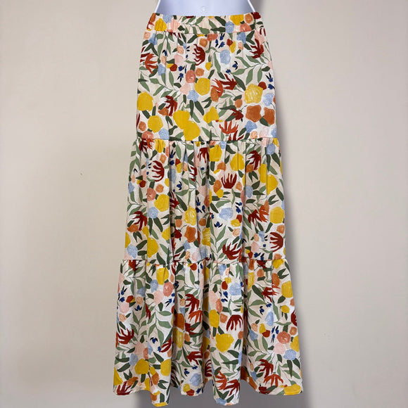 SHEIN Floral Tiered Maxi Skirt Multicolor Print NWT Size XS