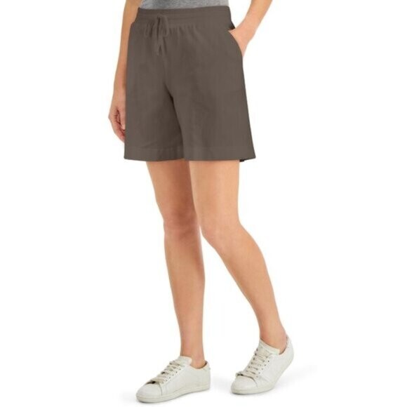 Karen Scott Pull-On Stretchy Elastic Waist Knit Casual Brown Shorts NWT