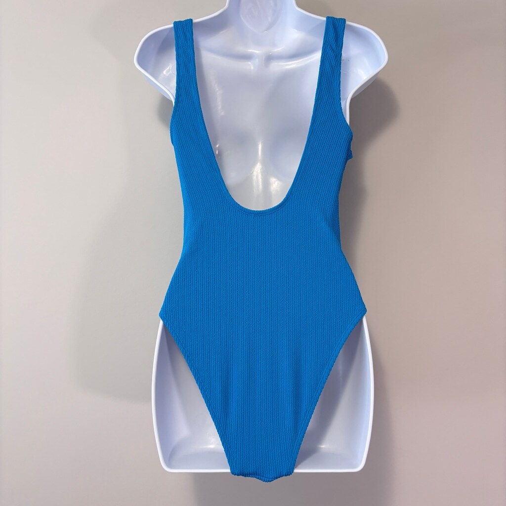 Cotton On Women's Blue Low Back One Piece Swimsuit, Cheeky Fit NWT