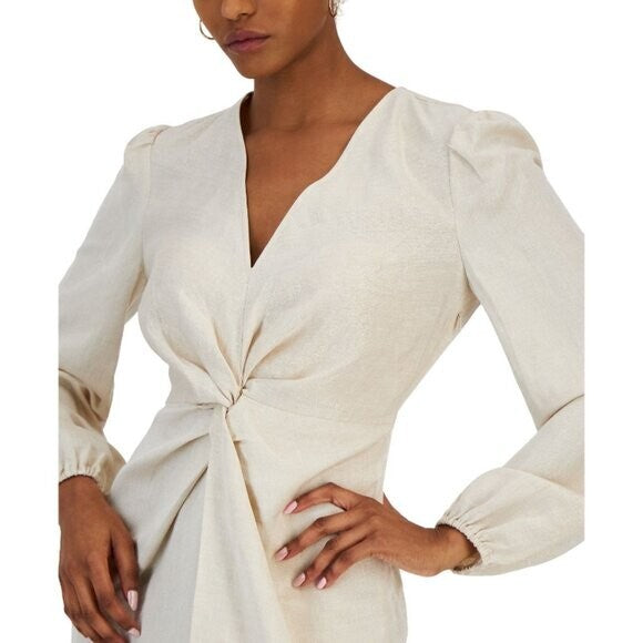 I.N.C. International Concepts Women's Sparkly Linen Twist-Front Dress NWT