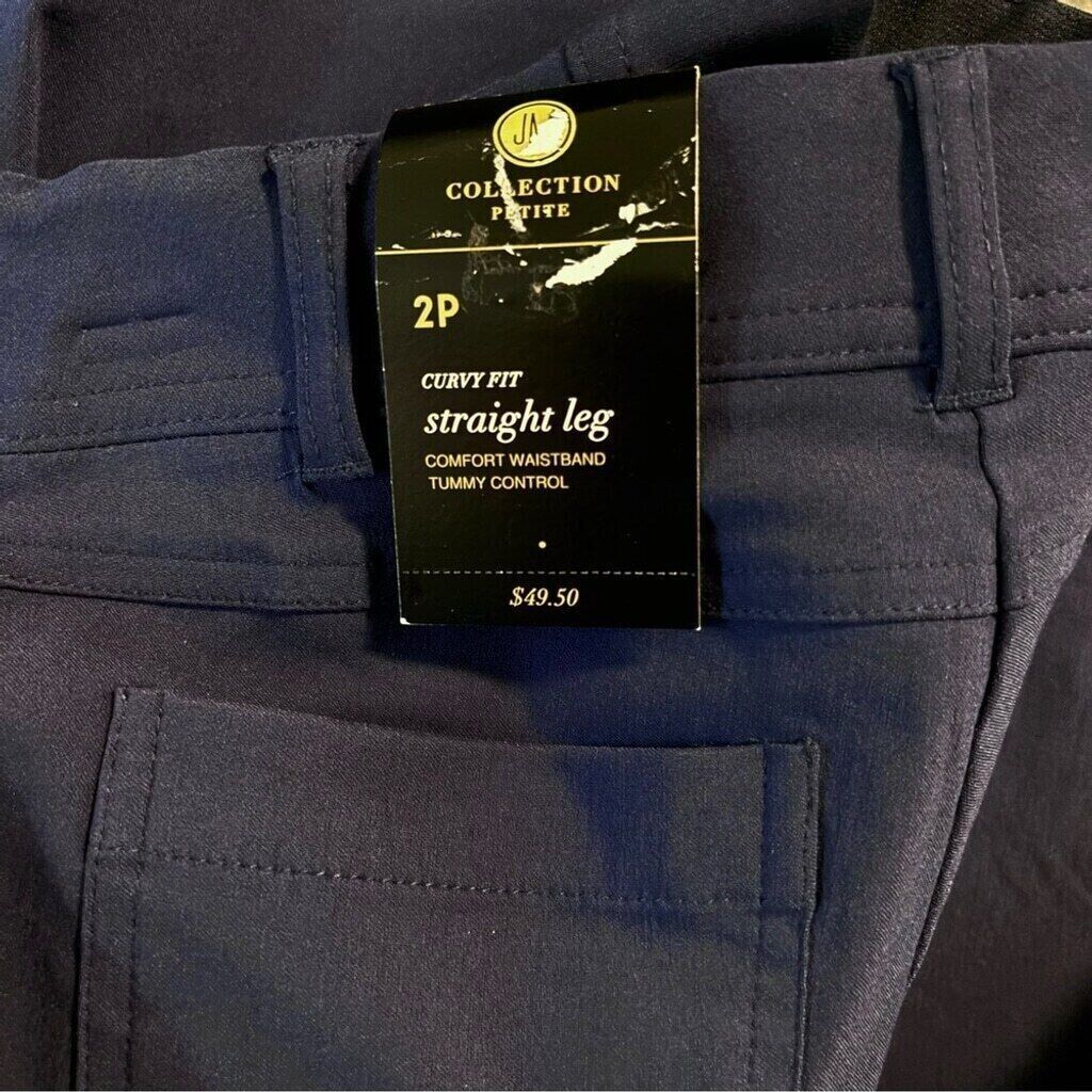 JM Collection Petite Tummy-Control Curvy Fit Navy Dress Pants NWT