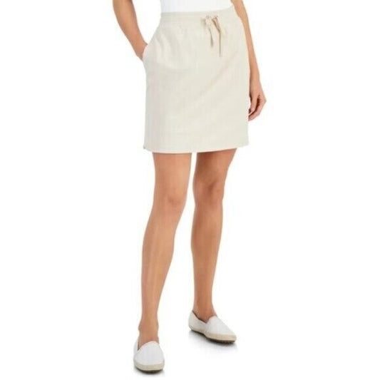 Karen Scott Knit Beige Draw-String Waist Skort NWT