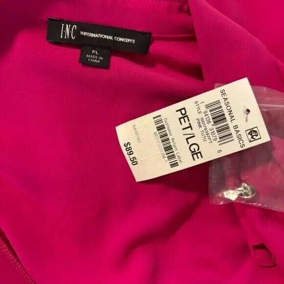 INC International Concepts Hot Pink Collared Waist Tie Dress NWT