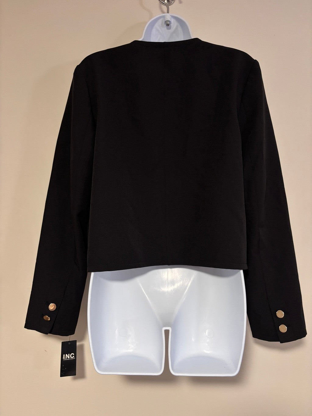INC International Concepts Medium Black Gold Button Cropped Jacket NWT