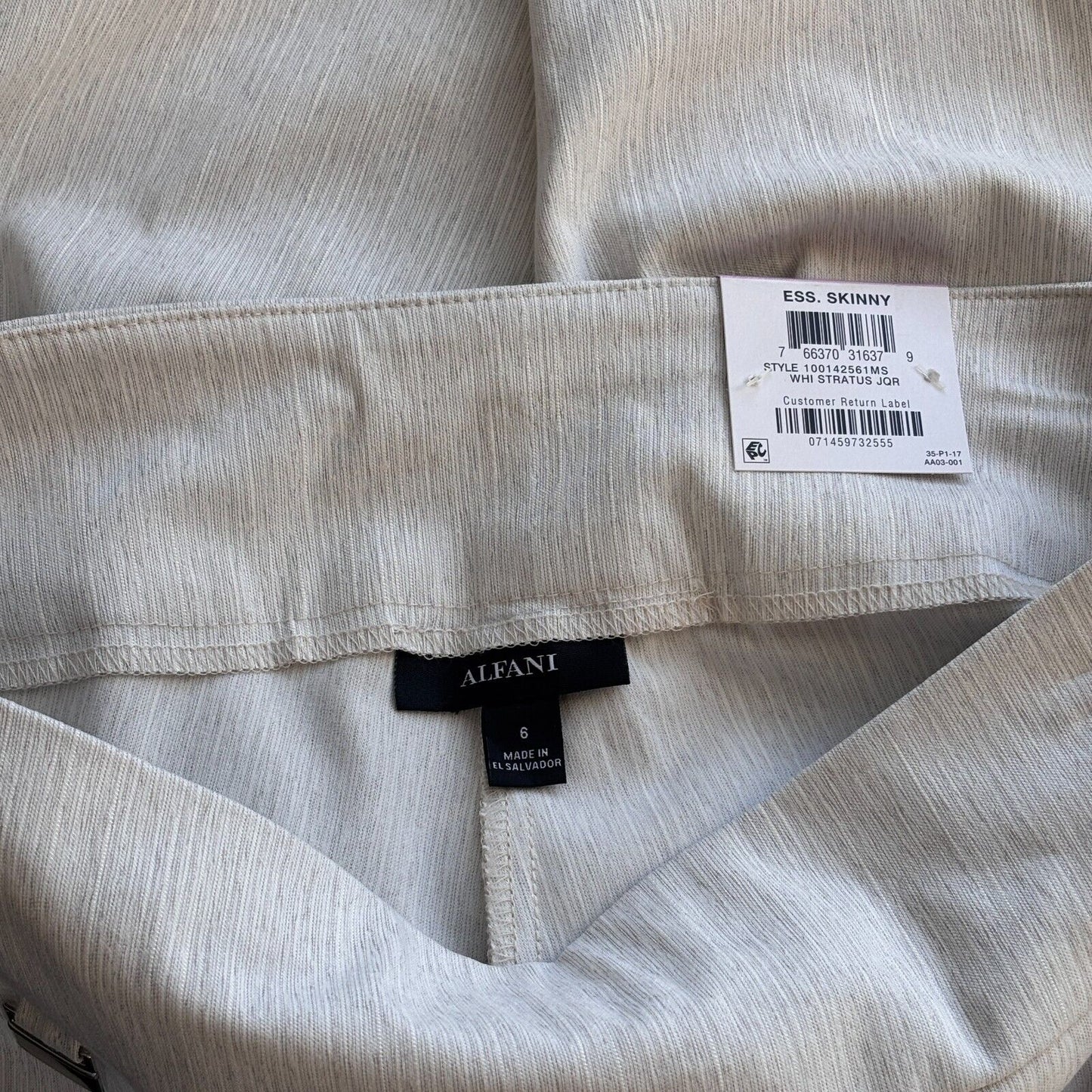 Alfani Women's 6 Cream / Beige Tummy Control Pull-On Skinny Dress Pants NWT