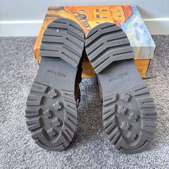 Bella Vita Women's 7.5 Narrow Khaki Lace-Up Side Zip Ankle Booties / Boots NIB