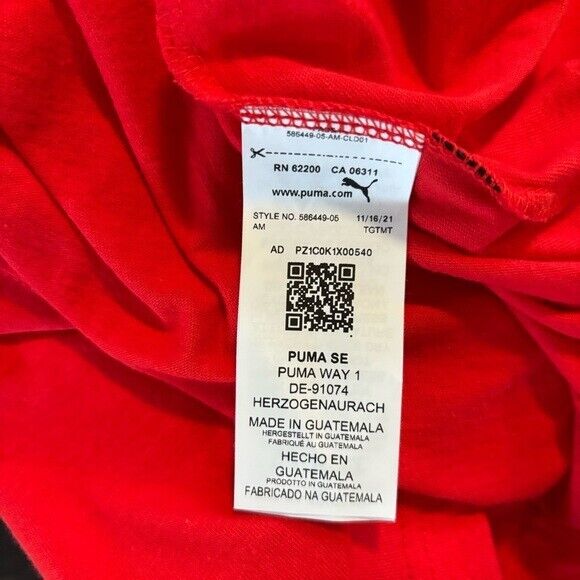 Puma Men's Size Medium Red Essential Black Logo T-Shirt NWOT