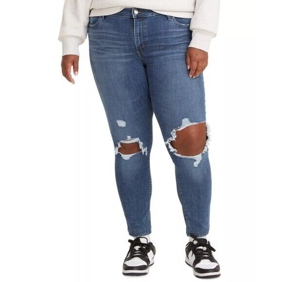 LEVI'S 711 Plus Size Distressed Skinny Jeans, Medium Wash NWT
