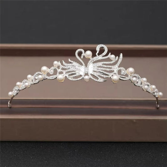 Pair of Swans Crystal & Pearl Tiara / Crown - Hair Accessory NWT