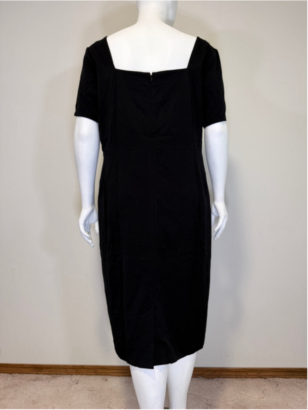 Rafaella Plus Size 22W Black Square Neck Short Sleeve Formal Dress NWT