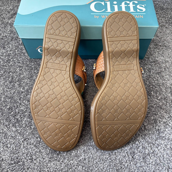 Cliffs by White Mountain Women's Size 8.5 Brown Bailee Embellished Sandals NIB