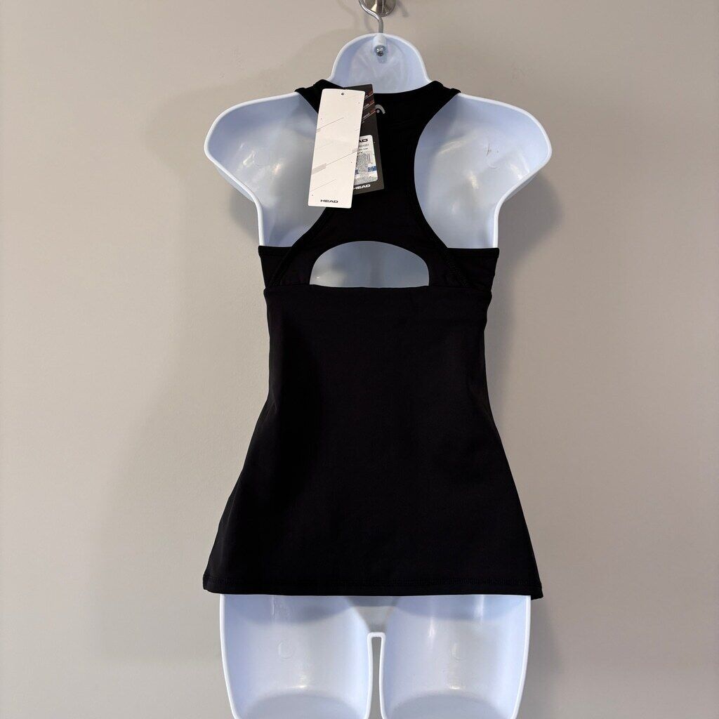 Head Women's Size XS Black Advantage Built-In-Bra Racerback Tank NWT