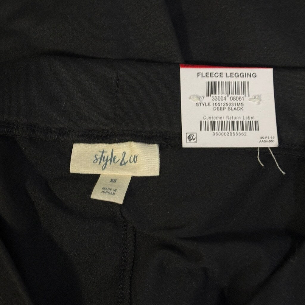 Style & Co. Women's XS Black Fleece Leggings NWT
