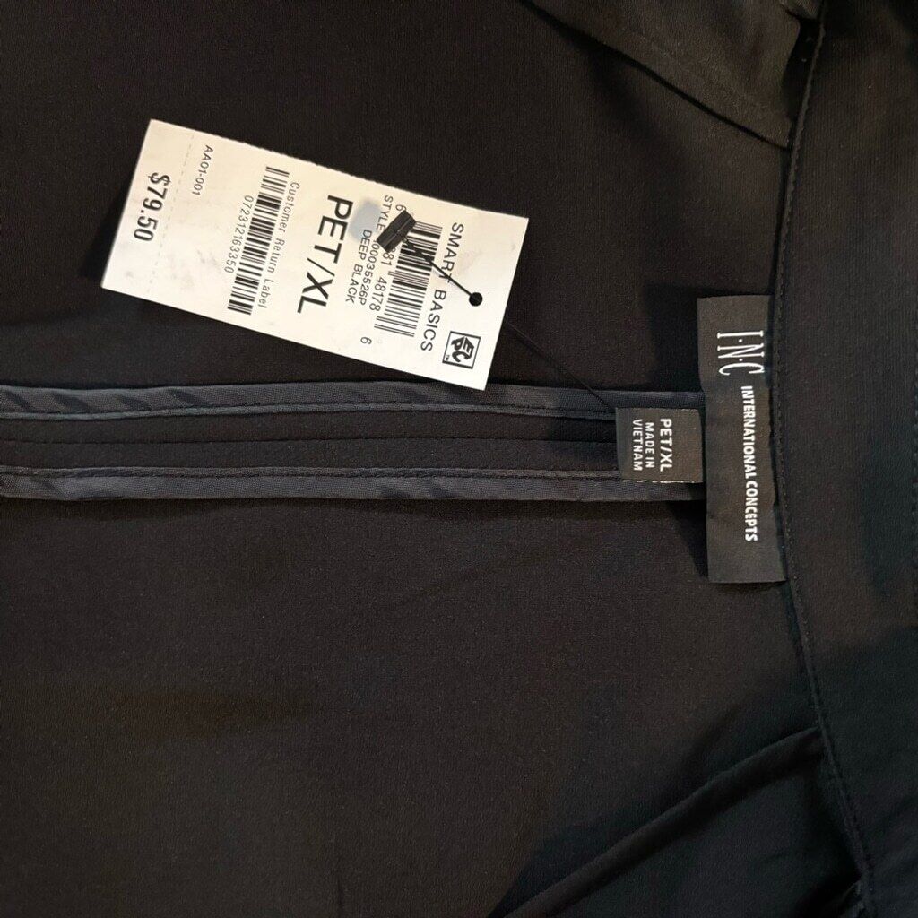 I.N.C. International Concepts Black XL Petite 3/4 Sleeve Menswear Blazer NWT
