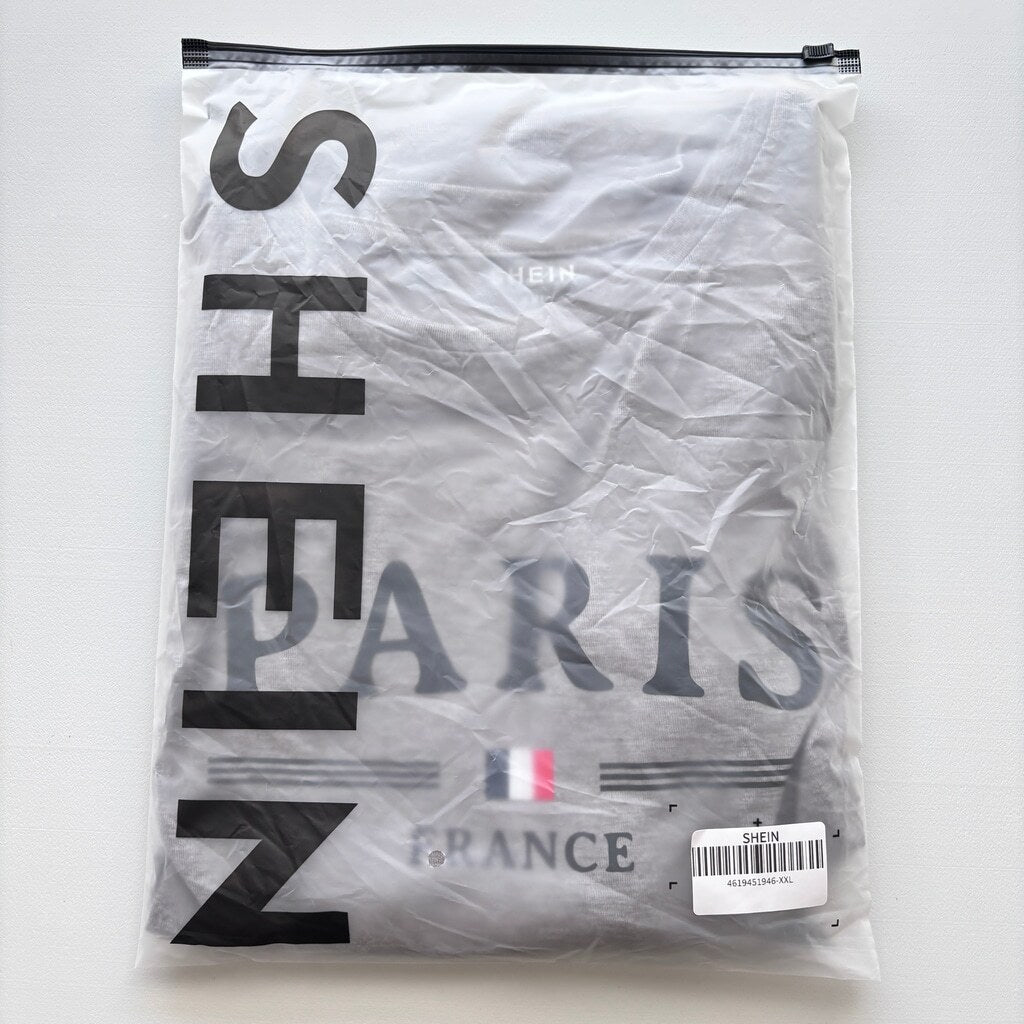 SHEIN Men's XXL Gray T-Shirt Paris France Graphic Casual Short Sleeve Top NIB