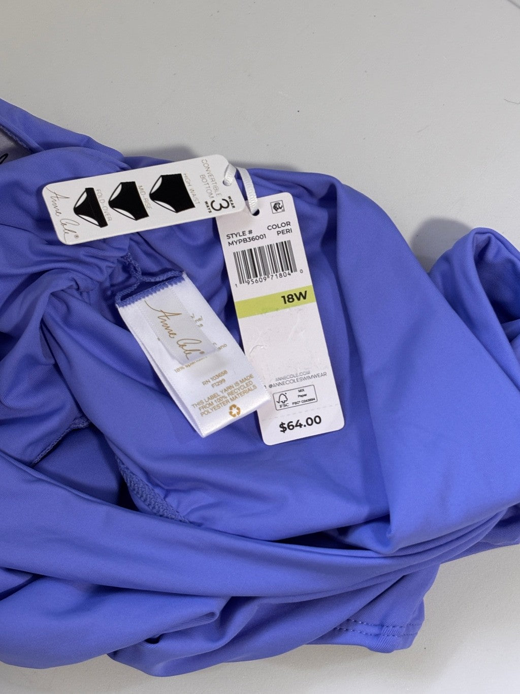 Anne Cole Plus Size 18W Periwinkle Blue High Waist Bikini Bottom NWT