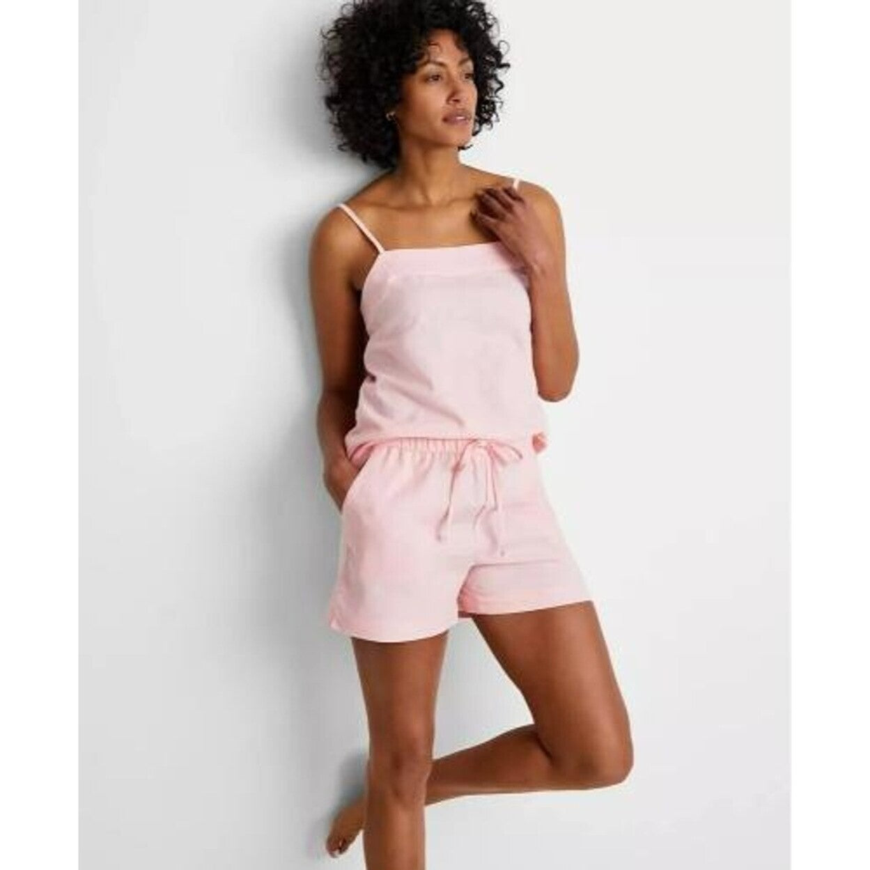 State of Day Women's Linen 2-Piece Pink Cami & Shorts Pajama Set NWT