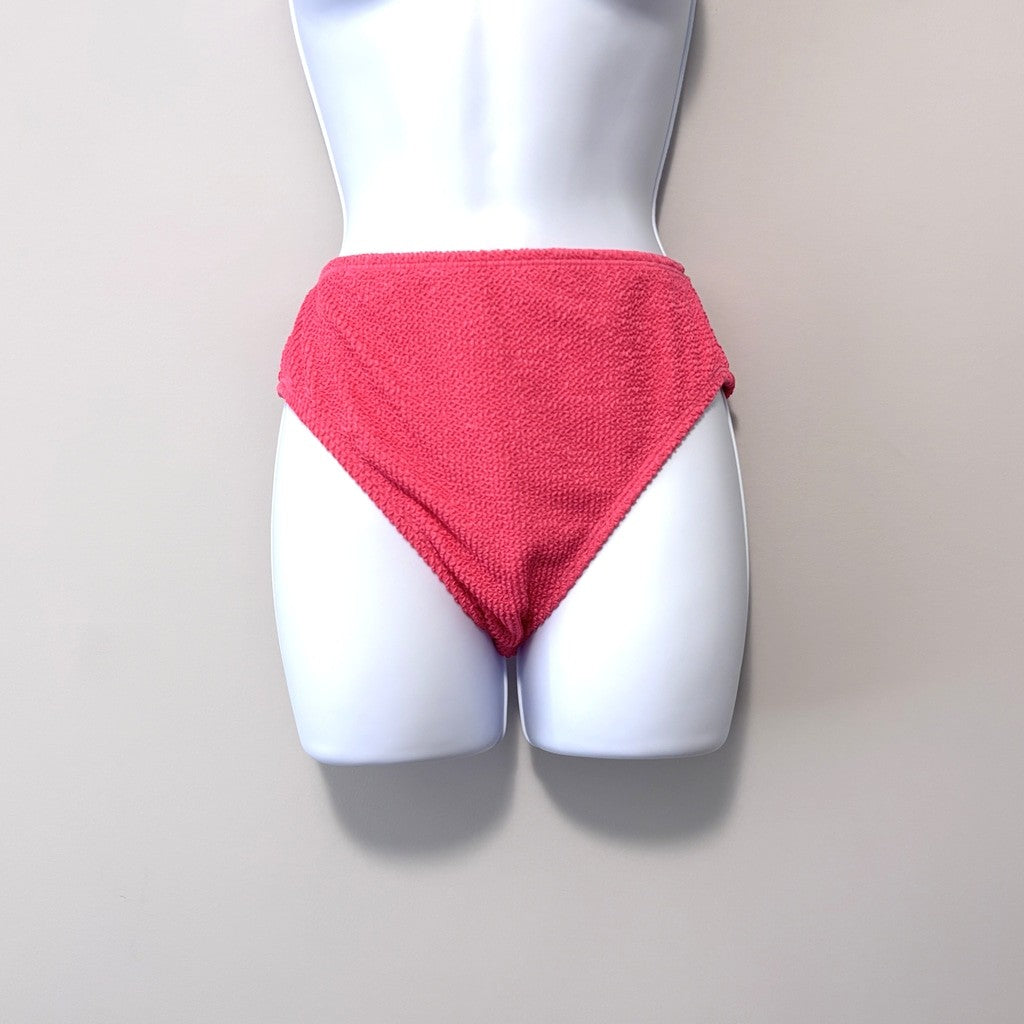 Bar III Women's Medium Hot Pink High Leg High Rise Textured Bikini Bottoms NWT