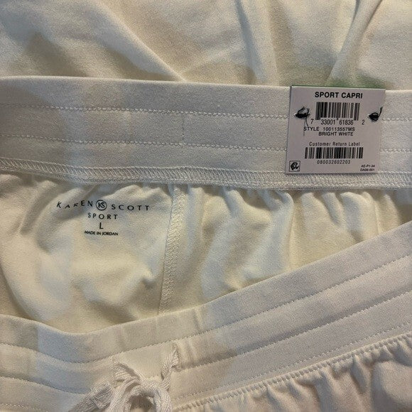 Karen Scott Knit Capri Pull on White Capri Jogger / Sweat Pants NWT