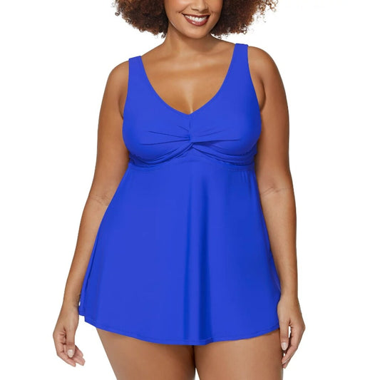 Raisins Curve Women's Plus Size 18W Blue Tummy-Control Swimdress / Swimsuit NWT