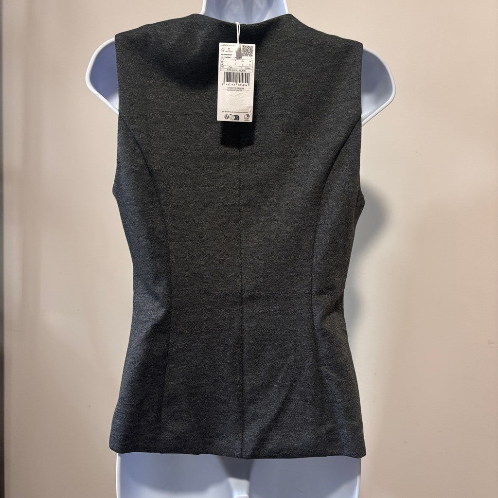 MNG Mango Women's Size Small Dark Grey Fitted Gilet Vest NWT