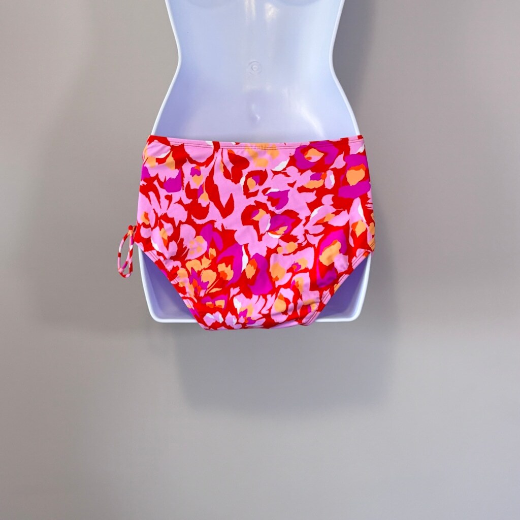 Salt + Cove Women's Red & Pink High-Waist Bikini Bottom / Swimwear NWT