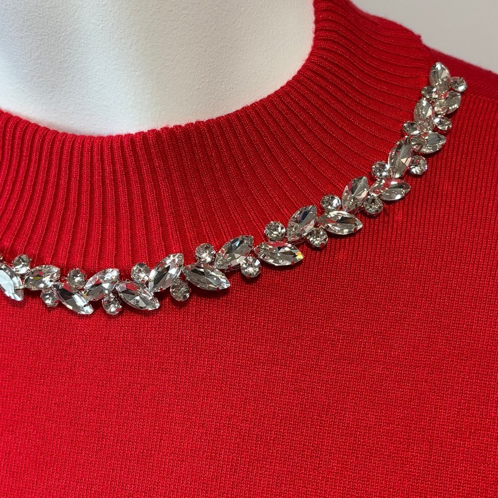 Belldini Plus Size 3X Red w/ Crystal Embellished Mock Neck Sweater NWT