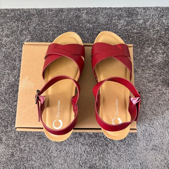 Journee Collection Women's Size 8 & 8.5 Red Cork Block Heel Valentina Shoes NIB